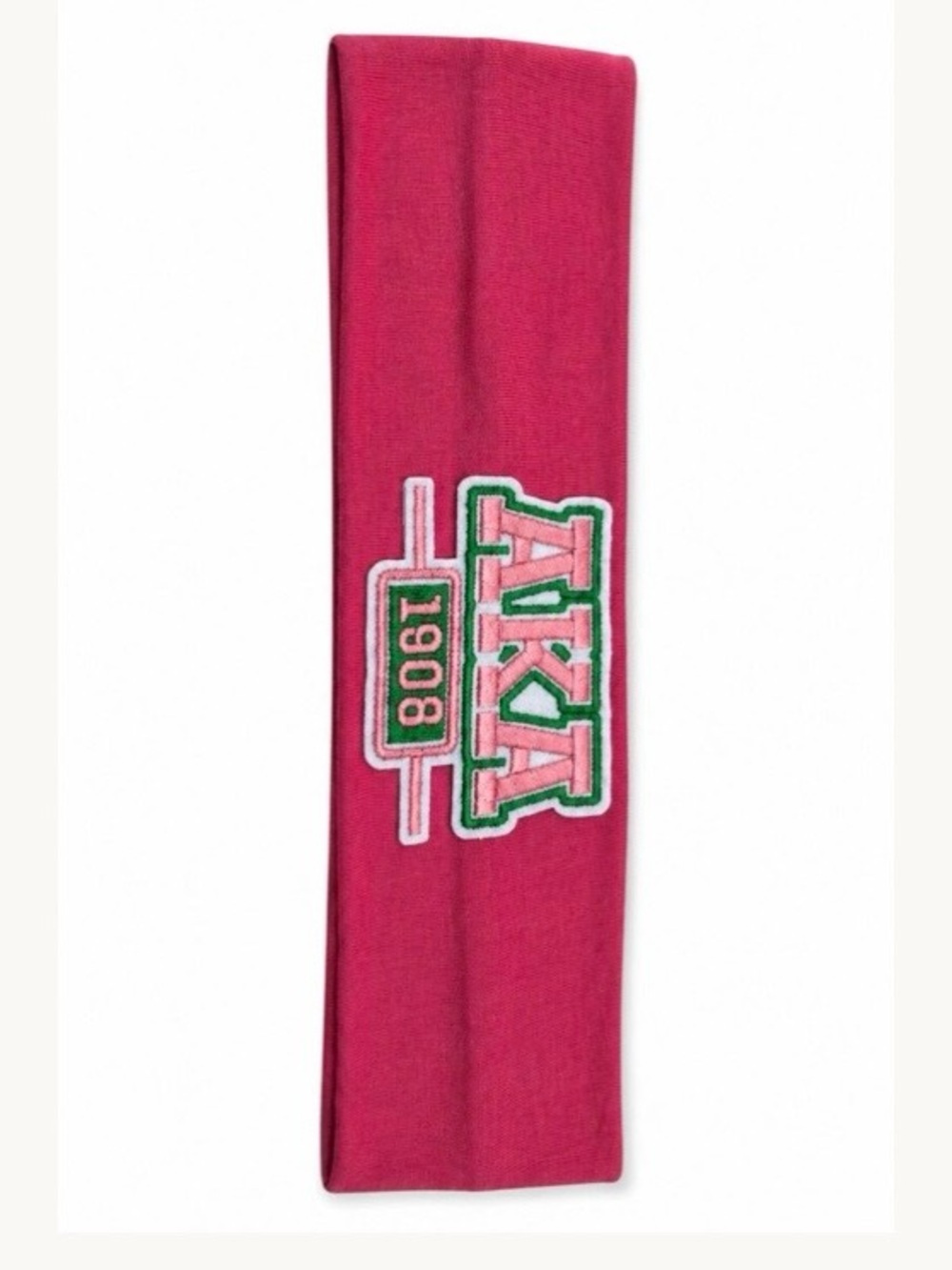 AKA Sorority Pink Headband with Embroidered Patch